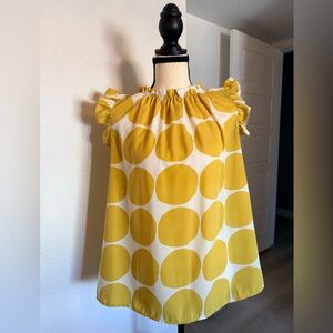 La Femme Yellow Polka Dot Babydoll Blouse